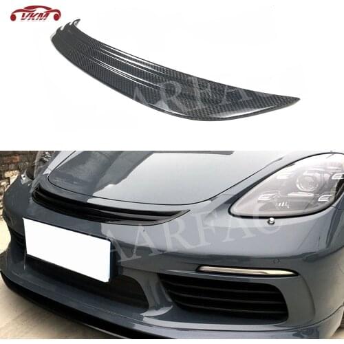 Carbon Fiber Front Bumper Trim Grill Cover fit for Porsche 718 Cayman Boxster 2016-2019 Hood Bonnet Air Vent Trim Sticker