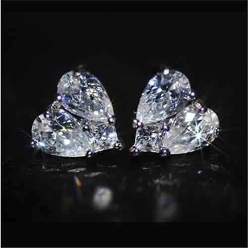 Choucong Heart shape Stud earring Pear cut AAAAA cz Real 925 Sterling silver Party Wedding Stud Earrings for women jewelry
