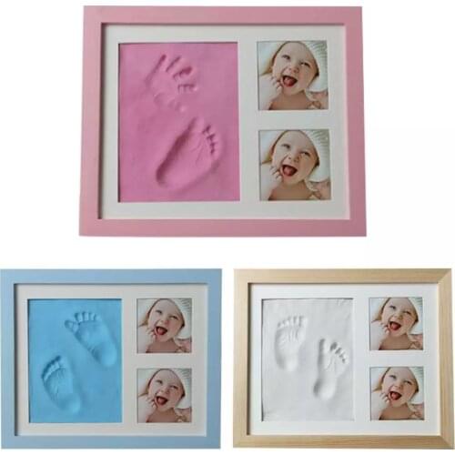 Baby Hand&Foot Print Hands Feet Mold Maker Bebe Baby Photo Frame With Cover Fingerprint Mud Set Baby Growth Memorial Gift