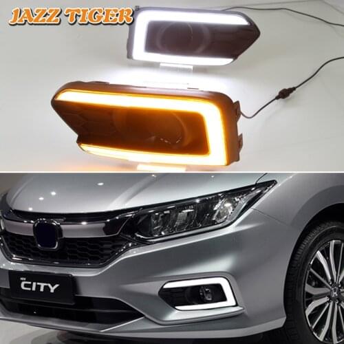 Daytime running lights For Honda City Grace 2017 2018 2019 Drl for cars Sequential turn signal auto Led fog lights headlights