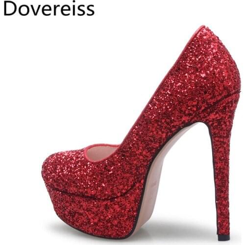 Dovereiss Fashion Womens Shoes summer new Elegant consice Slip on red white Pumps sexy Wedding shoes Office ladys 43