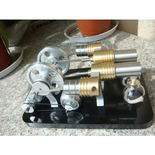 Double Cylinder Stirling engine model miniature Stirling generator turbines model science toy educational model