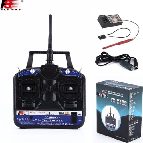 Flysky FS-CT6B 2.4G 6-Channel AFHDS Transmitter with FS-R6B Receiver for RC Quadcopter Multirotor Drone Airplane