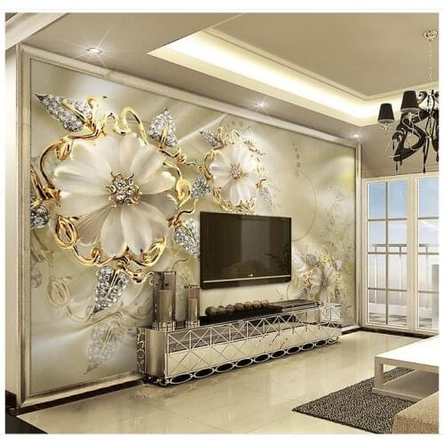 Custom photo wallpaper 3d wall murals wallpaper European court TV setting wall wind gold jewelry flowers wall papers home decor