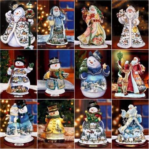 GATYZTORY Oil Painting By Number Snowman Kits For Adults Handpainted DIY Coloring By Number Santa Claus On Canvas Home Decor
