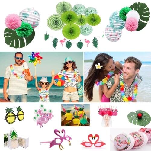 Hawaii Party Luau Flamingo Decoration Pineapple Summer Party Birthday Hawaiian Wedding Tropical Disposable Tableware Supplies