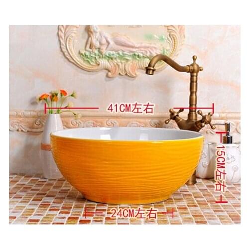 Artistic basin, basin. The sink. The stage basin - yellow lines