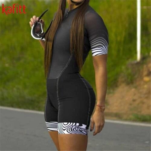Kafitt Pro Triathlon Long Sleeve Cycling Jersey Suit Jumpsuit Sweatshirt Breathable Cushion Lady macaquinho ciclismo feminino