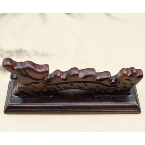 Chinese Wooden Paint Brush Pen Holder Stand Dragon Carved Style