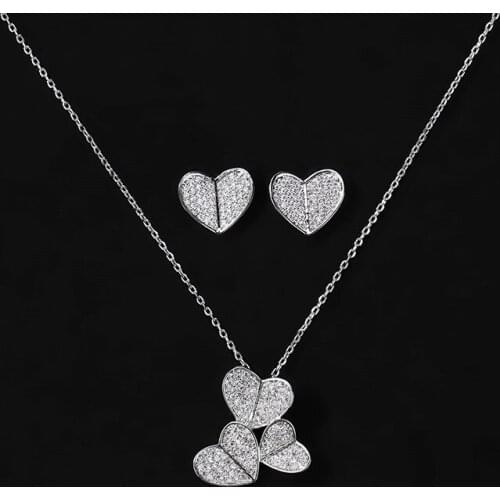 Jewelry Set HADIYANAHeart Shapes Design Zirconia Necklace And Earrings Set Women Party Wedding 2pcs CN1076 Conjunto de joyas