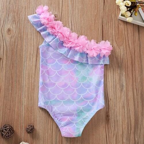 Summer Toddler Infant Kids Baby Girls One Piece Ruffle Swimsuits Quick Dry Beach Swimwear Bathing Suit Maillot De Bain Enfant#p4
