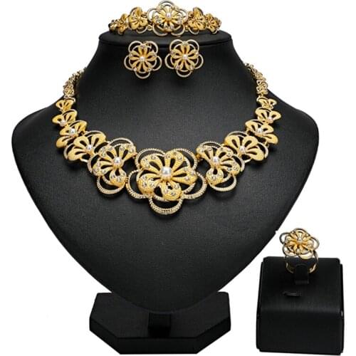 Longqu 2020 Dubai Gold designer Jewelry Set Nigerian Wedding Jewelry Set Fashion African Woman Costume Jewelry Set Wholesale