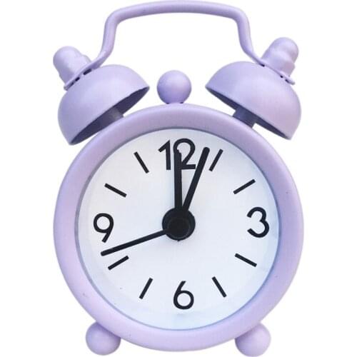 40mm Mini Alarm Clock Travel Bell Alarm Clock Analog Desk Clock with Bell Camping Outdoor Tools Small Electronic Round Bell Desk