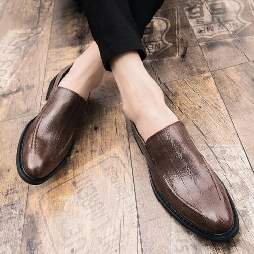 Fashion Men Dress Leather Shoes Slip On Loafers Driving shoes Male Formal Oxford Shoes Flats soft Shoes erkek ayakkabi A2-29