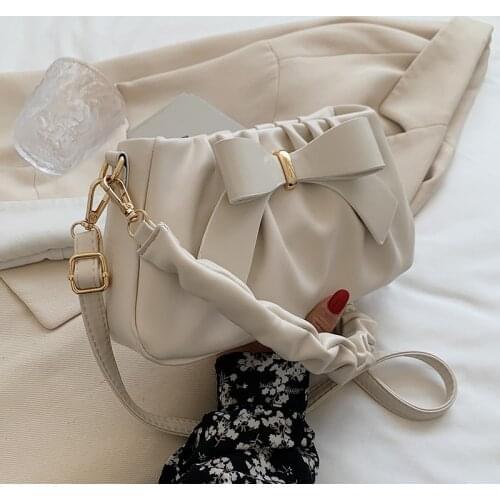 Small Bow Sweet PU Leather Crossbody Bag 2021 Summer Lady Handbag and Purses Casual Shopper Shoulder Bag Kiwi Green Designer