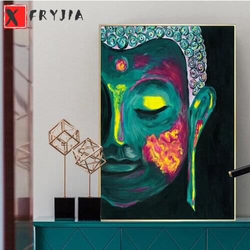 New 5D Round Diamond Painting Colorful buddha portrait art religion Sticker Diamond diy Embroidery Home Decoration Mosaic