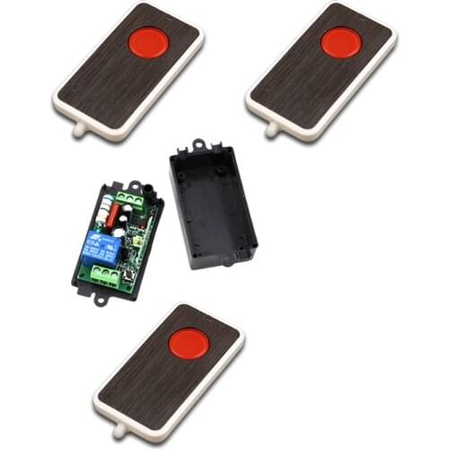 New AC110V 220V 1CH RF Wireless Remote Control Switch System 3Transmitter (Push Button switch)and 1Receiver Module + Case
