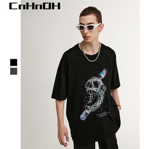 CnHnOH New Spring Summer Trend High Street T-Shirts Hot Selling Skull Soul Capsule Printed Oversize Short Sleeve G068