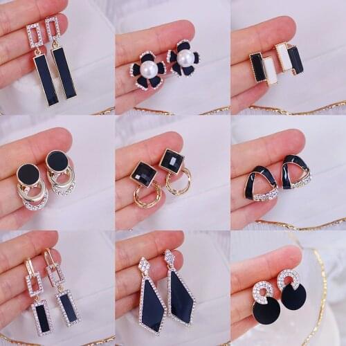 New Fashion Korean Geometric Earrings For Women Gold Color Metal Stud Earrings Trendy Female Wedding Jewelry Accessories