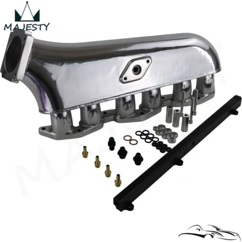 Fit For Supra 1JZ 1JZGTE polished Intake Manifold + top feed fuel rail BLACK