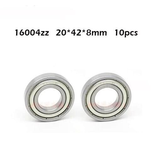 10pcs/lot 16004ZZ Deep Groove Ball Bearing 16004-ZZ 16004ZZ 20*42*8mm 20*42*8 Bearing Steel Material Two-sided Metal Cover