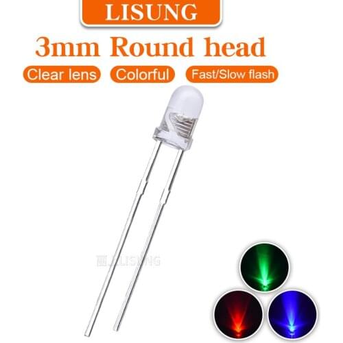 1000Pcs/Bag 3mm Rgb Led 2 Legs Fast Slow Flashing With ic Round Water Clear Fullcolor Led Diode 2pins Through Hole