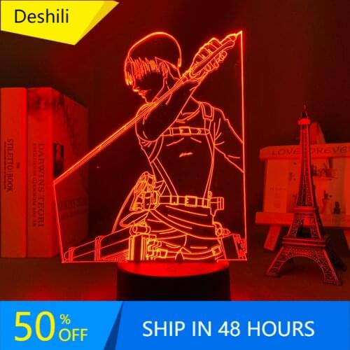 Attack on Titan Led Night Light for Kids Bedroom Decor Nightlight Birthday Gift Bedside Table 3d Lamp Anime Attack on Titan Levi