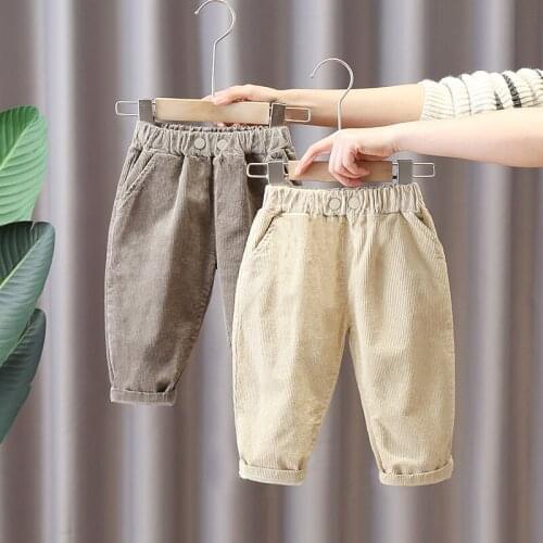 2021 Corduroy Pants for Baby Boys Loose Harem Pants Leggings Pants for Boys New Spring Elastic Waist Pants Boys Cargo Pants