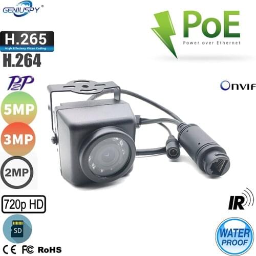Geniuspy 720P 960P 1080P 3MP 5MP Outdoor Waterproof Night Vision Micro IR Poe IP Camera Onvif Network P2P SD Card Slot Recording