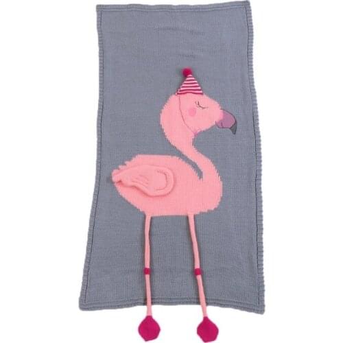 Knitting Baby Blanket Flamingos Knitted Infant Toddler Children Blanket for Girls Boys Super Soft Stroller Baby Bedding