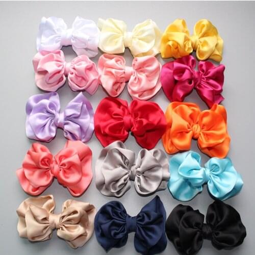 High quality satin chiffon double hand bowknot pet clip hairpin dog headdress pet accessories 30pcs