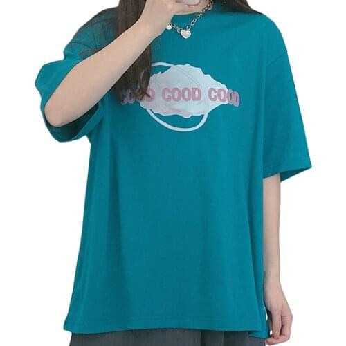 ZuoLunOuBa 2021 New Summer Korean Women T Shirt Harajuku Good Letters Tees With Cotton Print Clouds Loose Fashion Tops Female