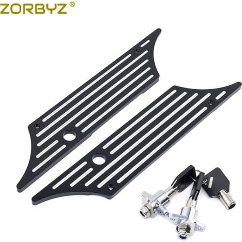 Black Saddlebag Lock & Keys Set Billet Saddlebag Latch Cover For Harley Electra Street Glide 93-13