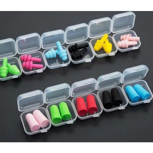 1 Pair Waterproof Swimming Silicone Soft Swim Earplugs for Adult Swimmers Children Diving Soft Anti-Noise Ear Plug Storage Case