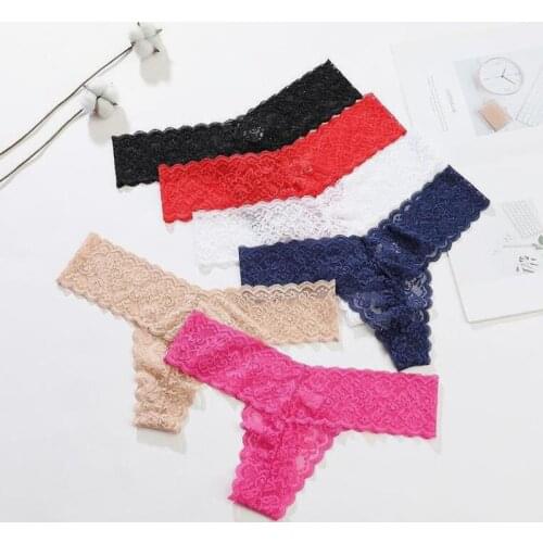 3 Pcs/Lot Cheapest Full Lace Panties Women Sexy G String Thong Lace Underwear Cotton Crotch Breathable Tanga Erotic Underpants