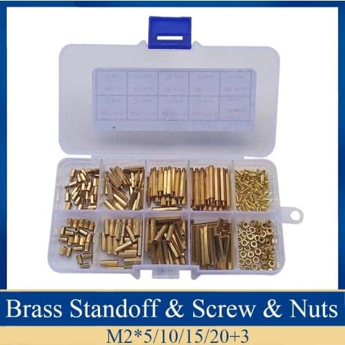 320pcs/Set M2 Brass Hex Standoff Nut Screw Assortment kit Male Female Threaded Hollow Pillar Spacer Standoff