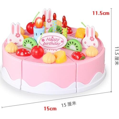 38pcs Cutting Birthday Cake Kitchen Toys Plastic Play Food Tea Set Pretend Play House Food Toy Kitchen For Children Kid 2021