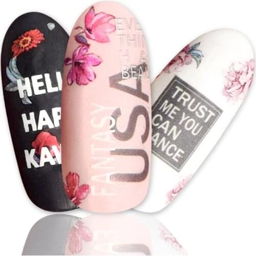 5 sheets 3d nail stickers and decal for nail art tips decoration manicure supplies tool creative English alphabet design