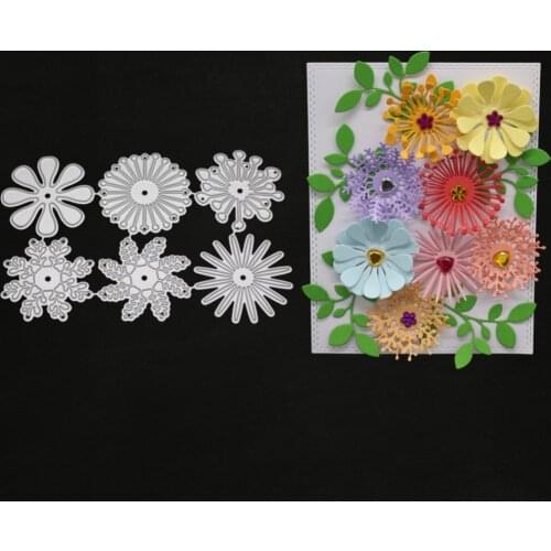 6Pcs flower metal cutting dies Stitched DIY Scrapbook For Card Making Embossing Die Cuts Stencil Template New 2019 Craft Stamps