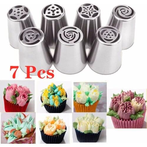 7PCS/Set Stainless Steel Russian Tulip Icing Piping Cake Nozzles Cream Pastry Decorating Tips Set Cake Cupcake Confeitaria