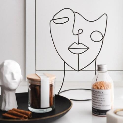 Abstract Modern Decorative Figure Single Line Face Statue Vintage Crafts In Minimalist Art Handmade Minimalist Home Decoration