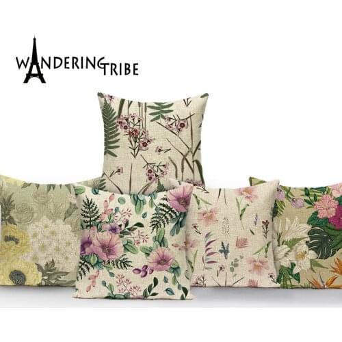 Abstract Flower Case Pillow Print Plant Covers for Cushions Rose Peony Floral Cushion Cover Vintage Floral Pillow Case kissen