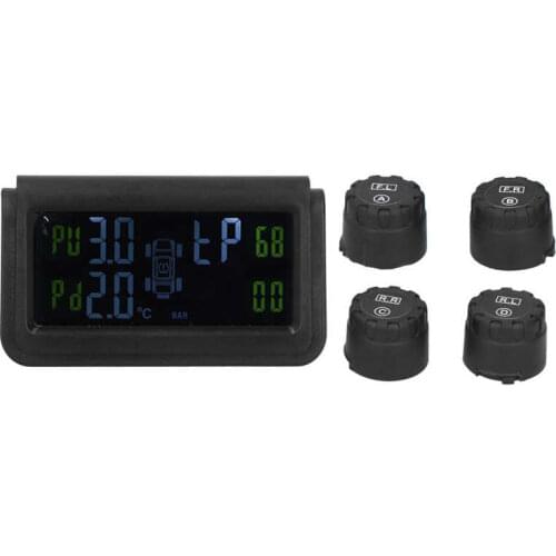 Car-styling funda gafas Solar Power Tire Pressure Monitoring System Display Sound Warning TPMS with 4 Sensors automobiles