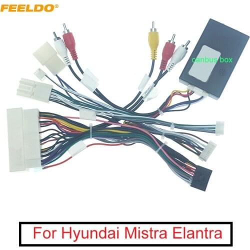 FEELDO Car Audio Android 16PIN Power Wiring Harness Cable Adapter With Canbus Box For Hyundai Mistra Elantra KIA Sorento K3
