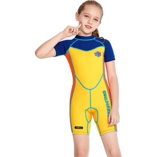 Girls Shining Neoprene Wetsuit Swimsuits For Children Girl Surfing Shorty Diving Suit Swimwear Kids Underwater Beach Wet Suit