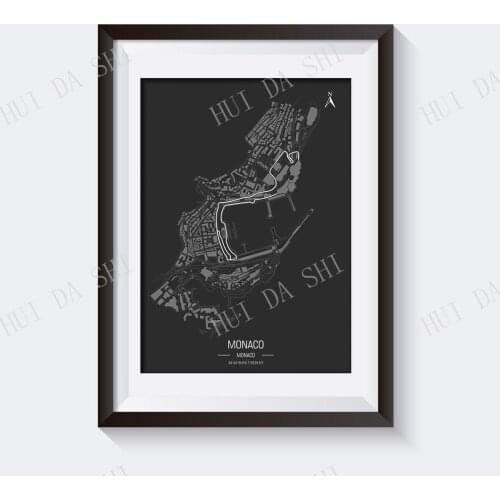 Circuit de Monaco, Monaco Grand Prix . Formula 1 Race Track Poster