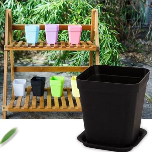 Home FlowerPot Square Plastic Planter Nursery Garden Desk Home Decor Candy Color 7 Random Colors Garden Tools Shippingping
