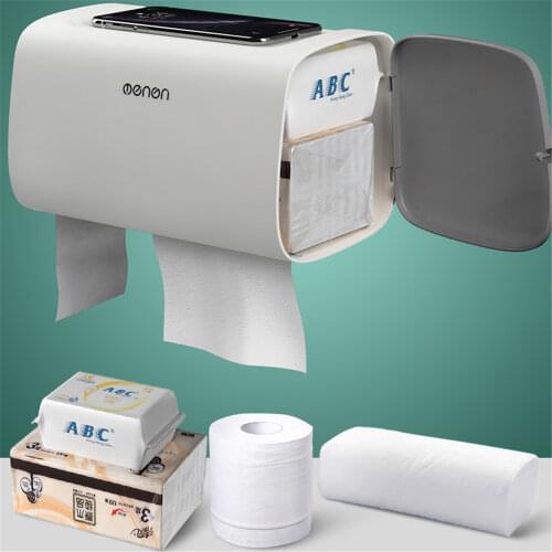 Double-Layer Toilet Paper Holder Waterproof Tissue Case Storage Box Free Punch Sanitary Napkin Shelf Garbage Bag Organizer Box
