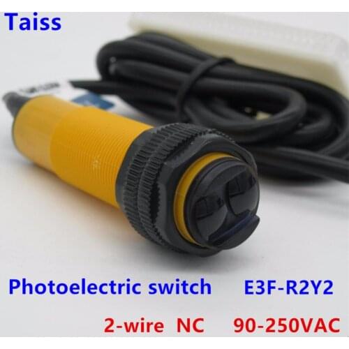 High-quality Feedback reflex 18MM Cylinder photoelectric switch sensor NC 2M Detection distance E3F-R2Y2 2-WIRE AC90-250V