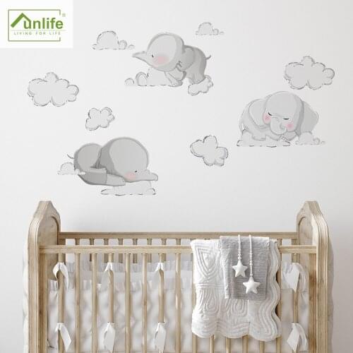 Funlife® Nursery Wallpaper Childrens room Wall Stickers Self-Adhesive Eco-friendly PVC Wall Decals Decor Good Night Elephant